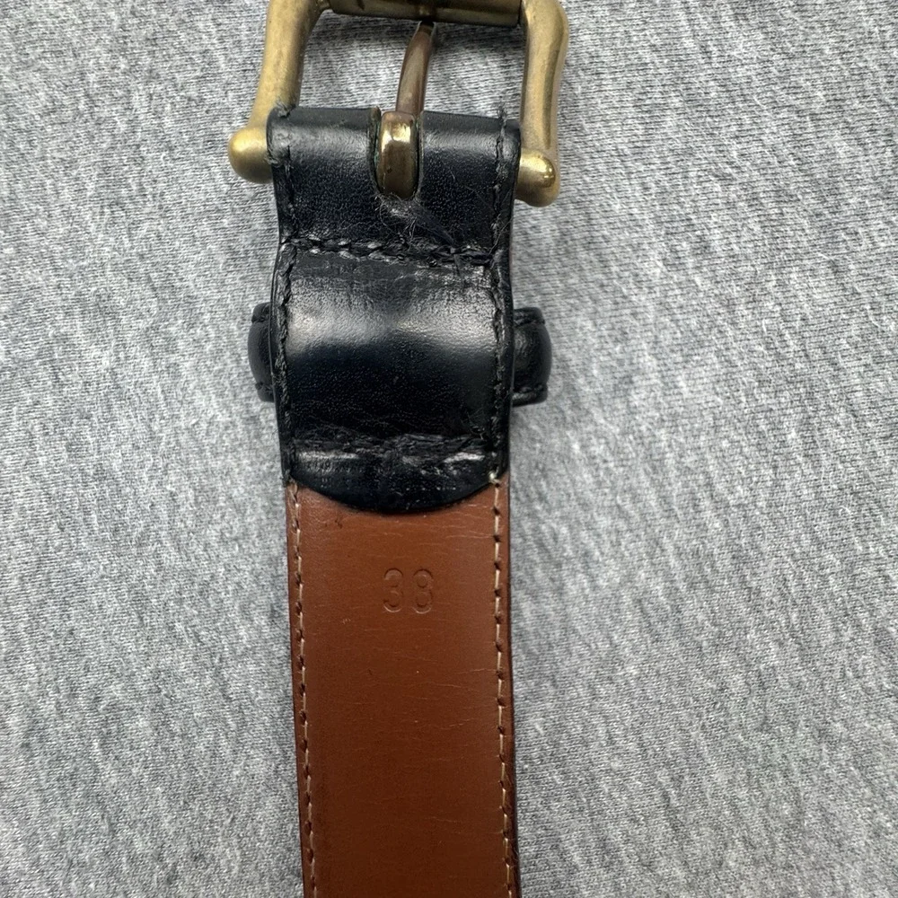 Polo Ralph Lauren Mens Leather Belt Sz 38 Brass Buckle Made In Italy‎ 2110380